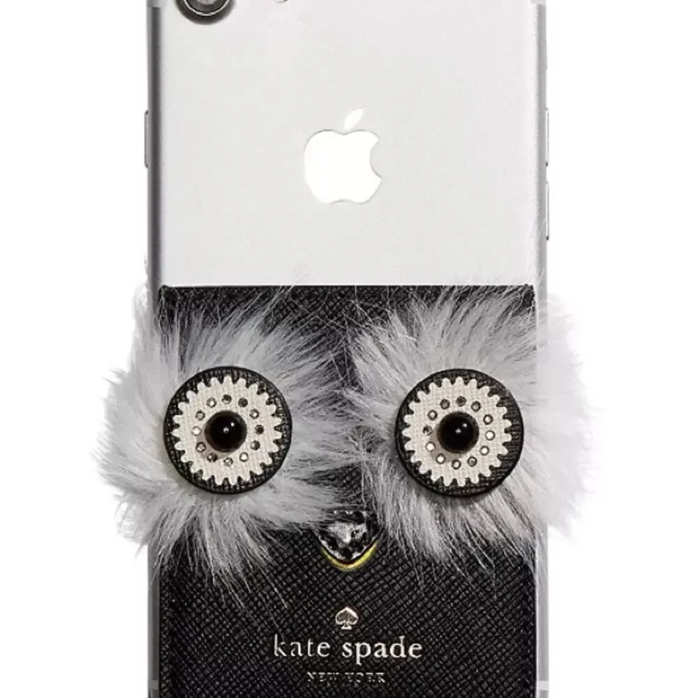 Kate Spade - Penguin Phone Sticker Pocket, Black and Gray, NWOT